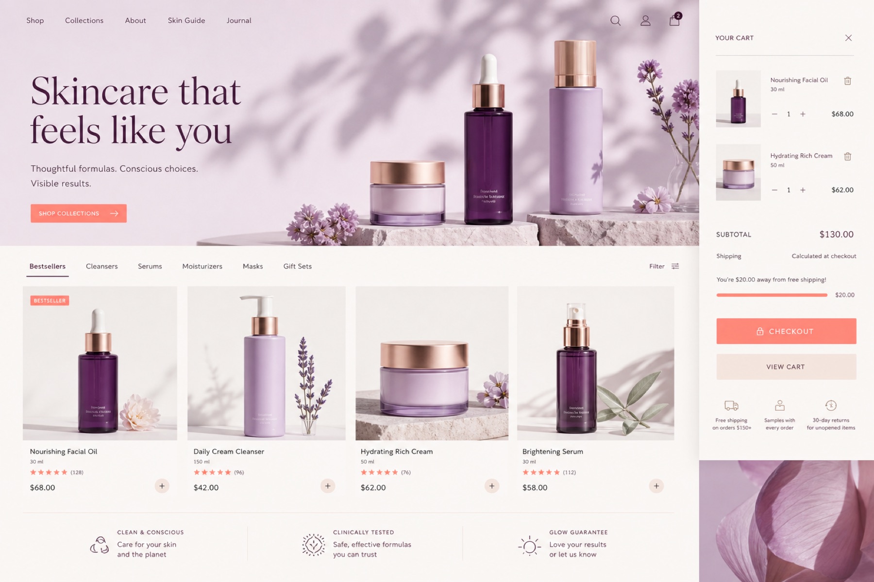 Premium skincare e-commerce website concept