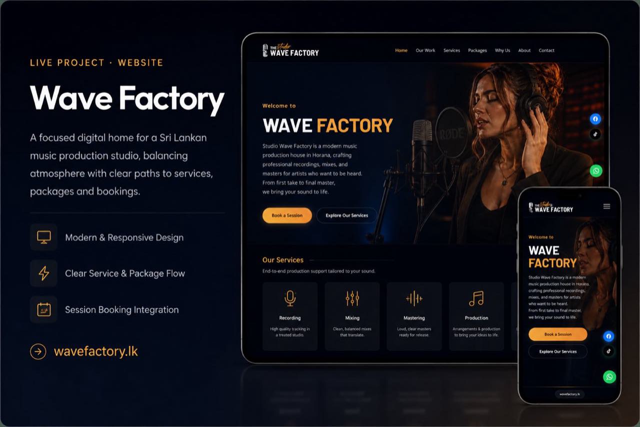 Wave Factory music production website presentation